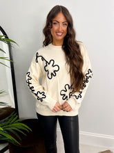The Kaz - Embroidered Squiggle Flower Knit